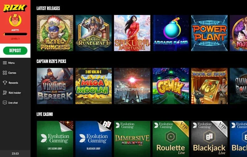 Rizk Casino Mobile Experience